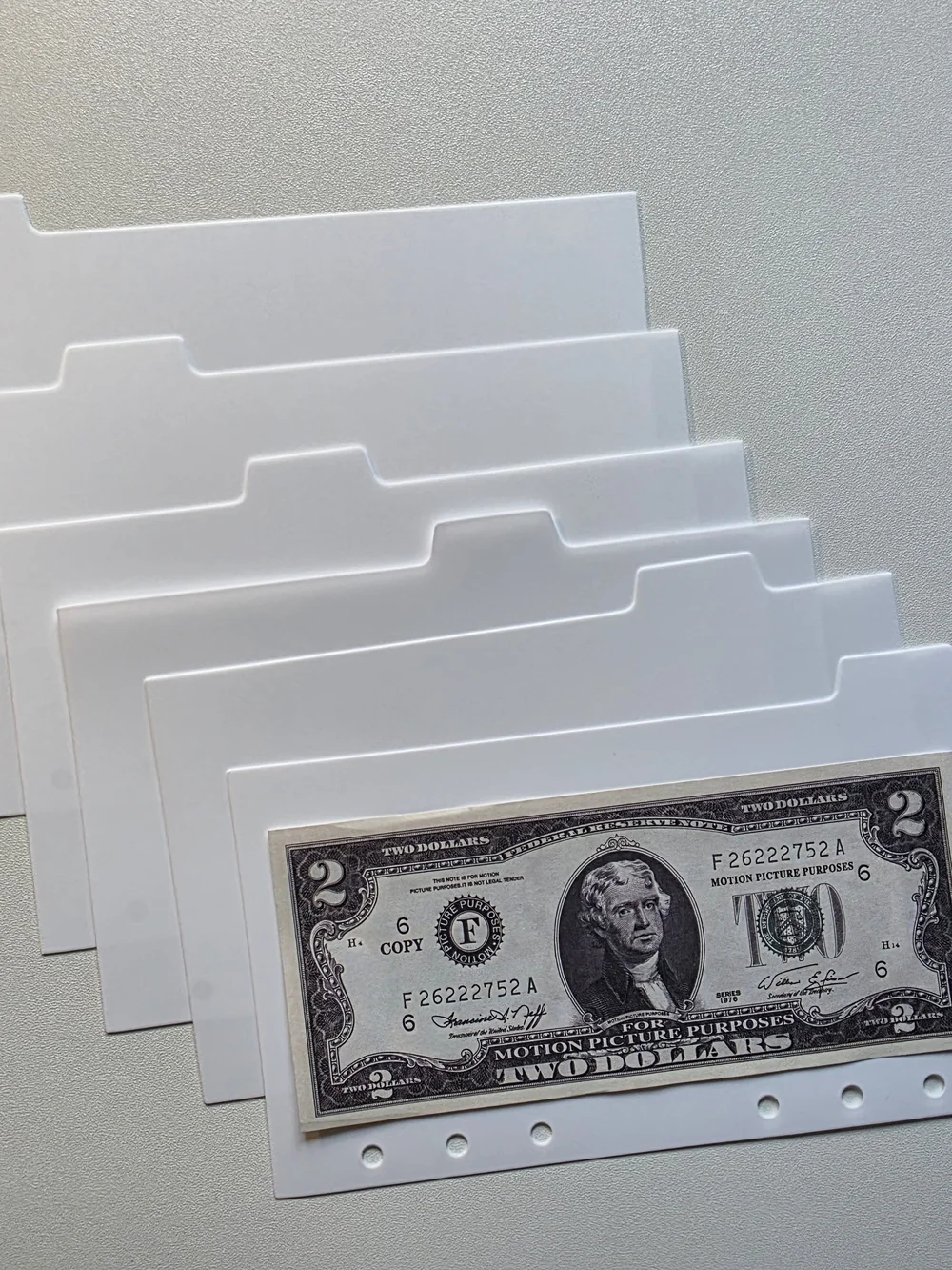 A6 White 6-Hole Plastic Index Dividers - Blank Tabs Set Of 6